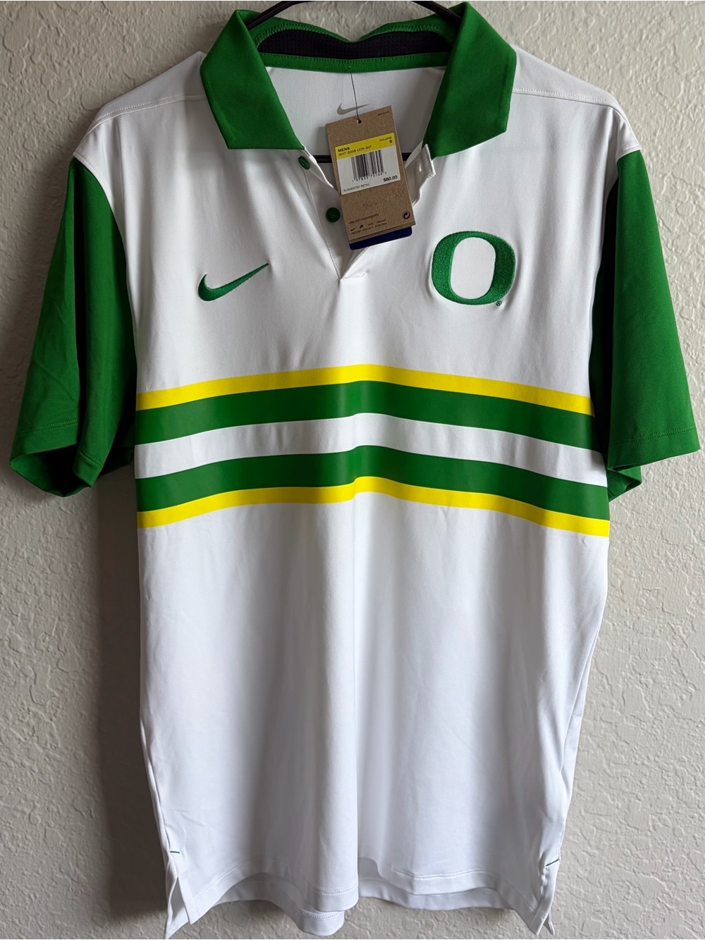 Oregon Ducks Nike Dri Fit Embroidered Vapor Green And White Polo Men’s Small NWT